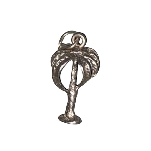Palmetto/Palm Tree Charm or Pendant in Vintage Sterling Silver - Picture 1 of 5